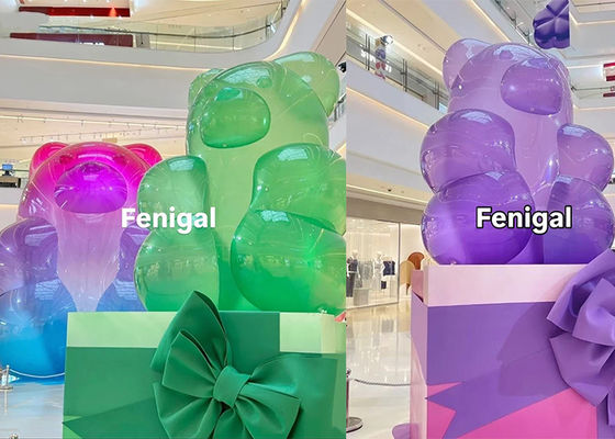 1.8m 2m High Inflatable Gradient PVC Bear For Shopping Malls And Swimming Pools Decor