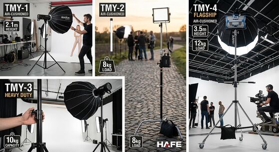 Air-Cushioned Aluminum Light Stand with 12kg Load Capacity and 3.5m Height for Studio Safety