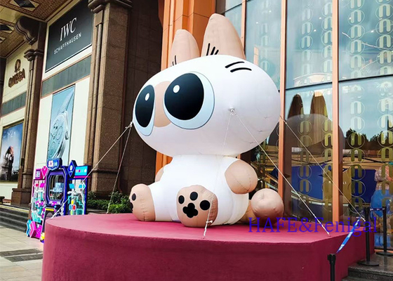 Decoración de la atmósfera del gato de dibujos animados gigante inflable al aire libre con luces LED