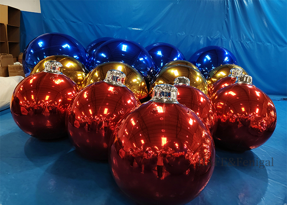 Decoración de la atmósfera del festival de Navidad gigante Soporte de bola de espejo inflable Tamaño y color personalizados