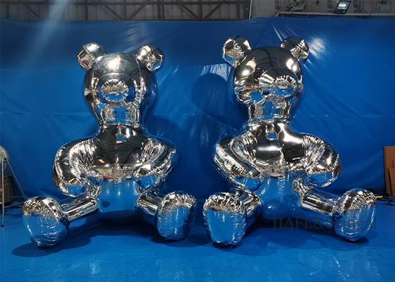 2m Oso de Plata Publicidad Inflable Espejo Bola Espacio Atmosfera Decoración PVC