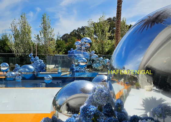 0.8m 1m 2m inflables PVC de plata globo espejo para fiesta de piscina de lujo