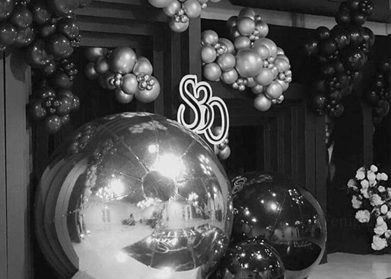 Decoración de la fiesta de bodas a medida Gran cromo Brillantes bolas de espejo de pulido Esfera inflables para la venta