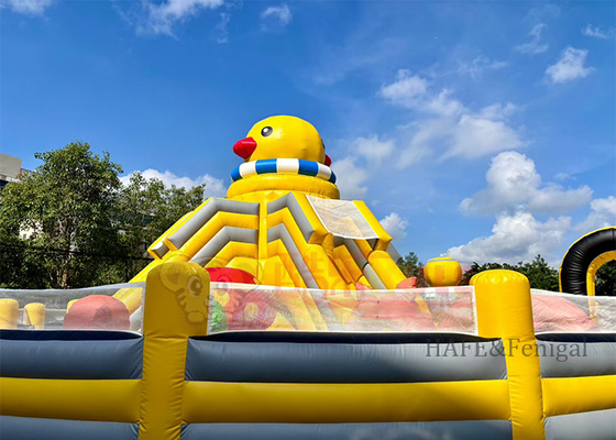 Castillo de juegos hinchable de pato amarillo inflable grande para exteriores, castillo de rebote