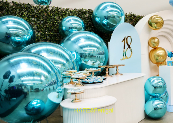 Globos de PVC brillantes azul claro de 1 m para telón de fondo de boda o fiesta disco