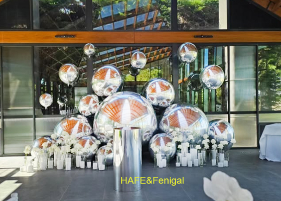 Balones de espejo brillante de plata de PVC de 1 metro para decoración de fiestas o instalaciones de arte