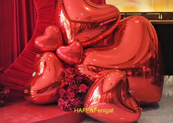 Globos de espejo rosas o rojos en forma de corazón para el Día de San Valentín y fiestas de aniversario