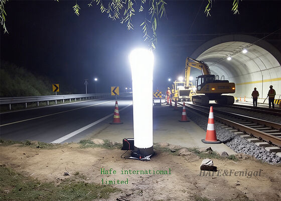 Columnus Inflatable Light Tower with 100,000-110,000 lm Output for Rapid Deployment and AC/DC Dual-Power Operation