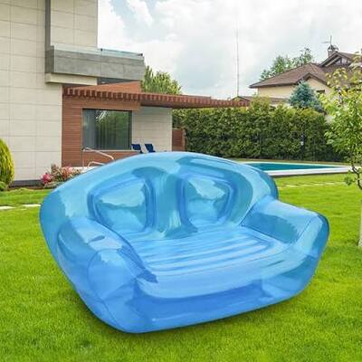 Sofá inflable con patrón de cielo azul personalizado y sofá inflable portátil con PVC resistente a rasgaduras para asientos elegantes de marca
